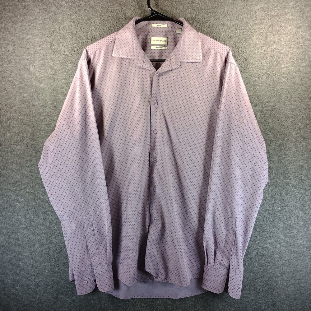 Lucky Brand 4 Way Stretch Slim Fit Mens Large Button Up Shirt Long Sleeve Red